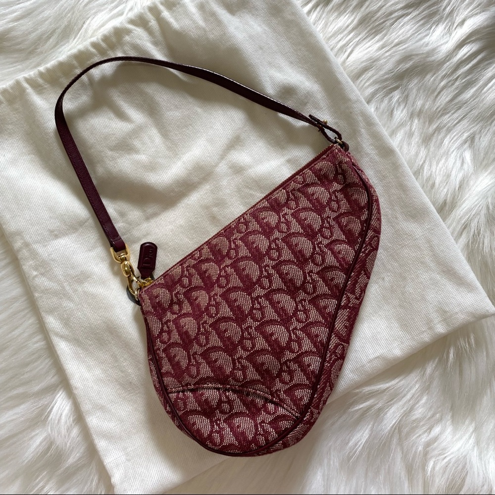 Authentic vintage Dior red trotter mini saddle bag
